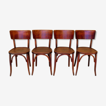 Série de 4 chaises bistrot vintage par Mahieu
