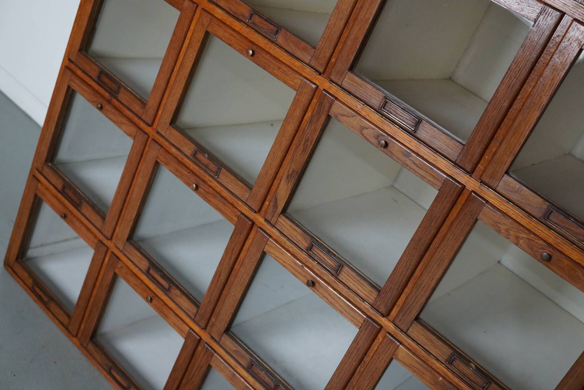 Antique Large Dutch Oak Haberdashery Shop Cabinet Folding Doors, 1920/30s
