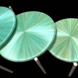 Straw marquetry nesting tables