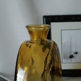 Vintage thick amber glazed glass carafe vase