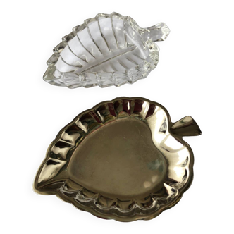 Empty pocket or crystal ashtray leaf shape vintage Italian