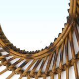 Round Sun Mirror in Rattan, 1960s