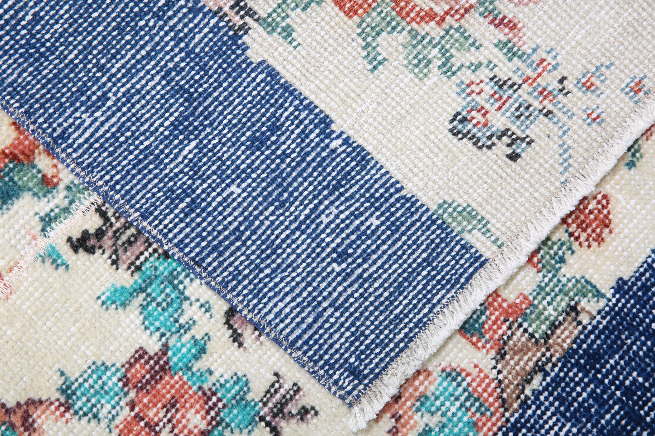 Blue floral vintage runner rug 275x74cm