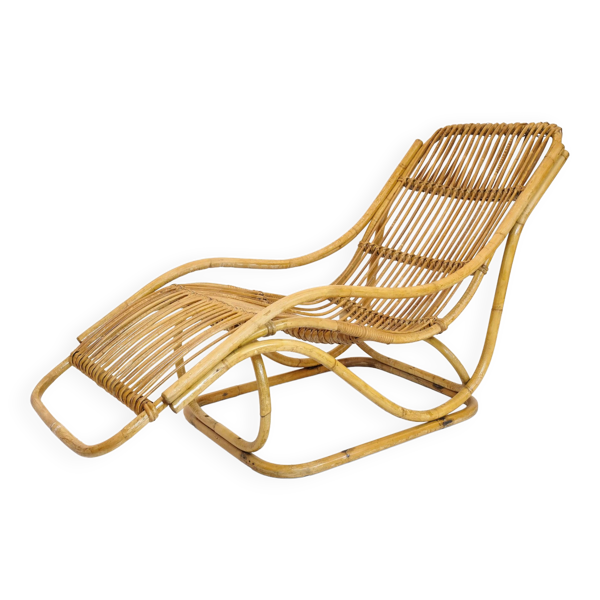 Chaise longue en rotin, Italie, années 60.