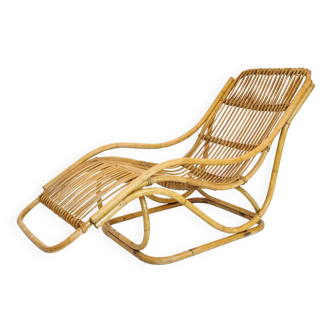 Chaise longue en rotin, Italie, années 60.