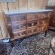 Louis XVI chest of drawers in mahogany veneer and solid wood, white marble