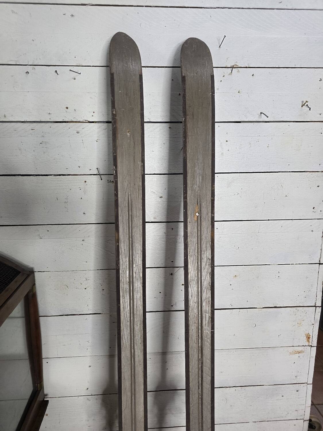 Pair of wooden skis from the 1940s