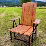 Chaise longue en rotin année 1950