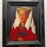 oil on wood, portrait of Marguerite VAN EYCK, copy by Henri BOURINET 1982