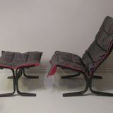 Westnofa patinated leather lounge chair with footrest, Norway 1960s