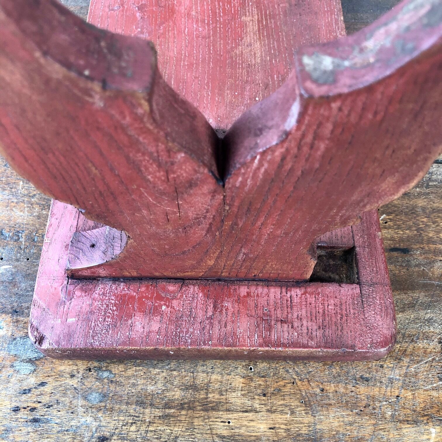 Red wooden footrest