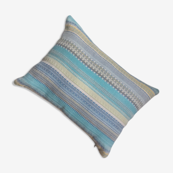 Coussin 40 cm x 30cm coloris beige et bleu