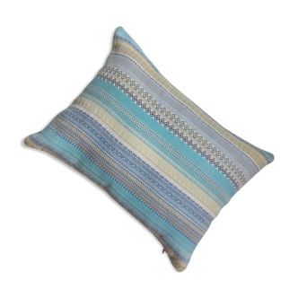 Coussin 40 cm x 30cm coloris beige et bleu