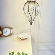Suspension lanterne en verre soufflé et métal vintage