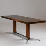 Vintage rosewood and brushed metal coffee table, 1960s