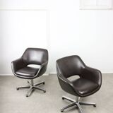 Italian Vintage Chocolate Brown Leather Office Chair