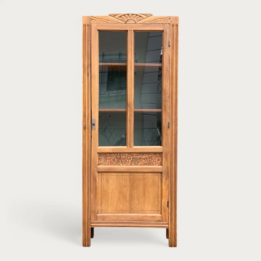 Parisian glass cabinet art deco raw wood