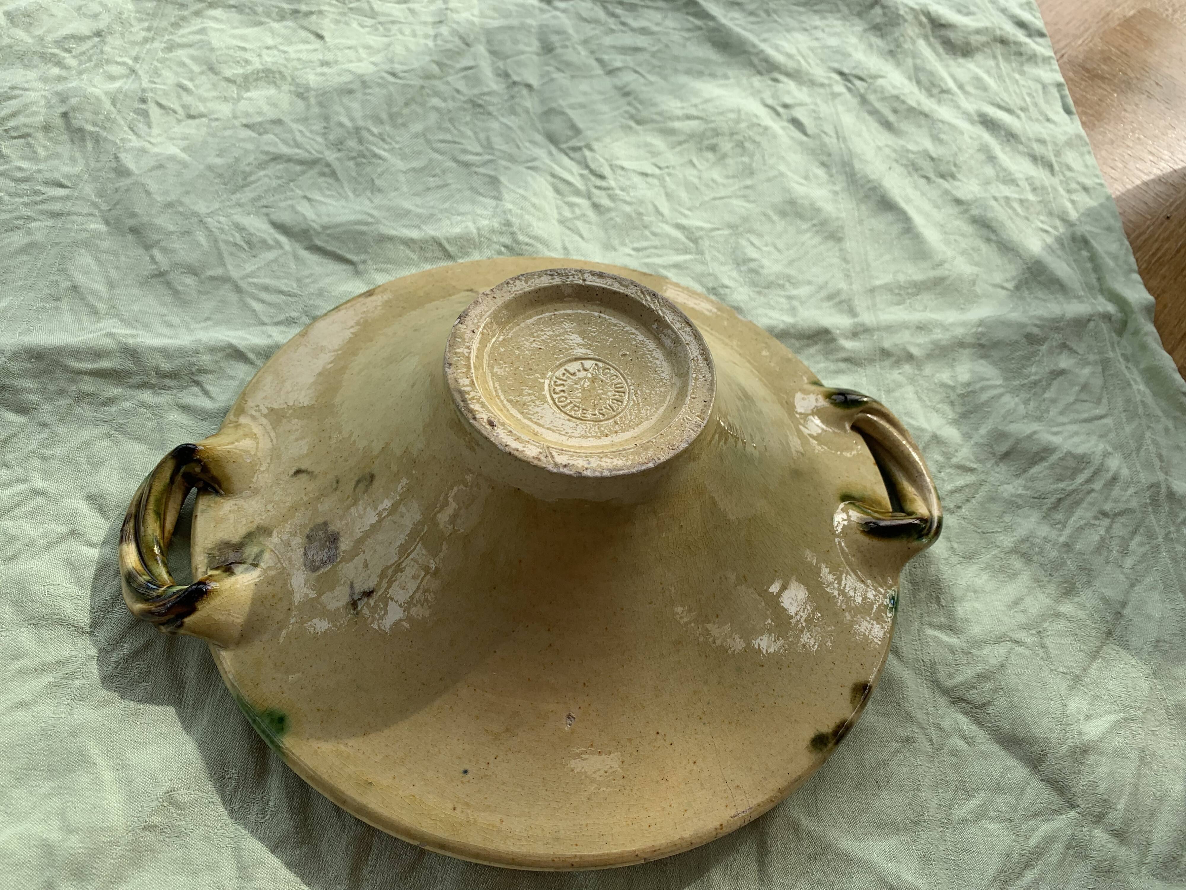 Cup and two baskets glazed sandstone pottery lacourbas with old issoire