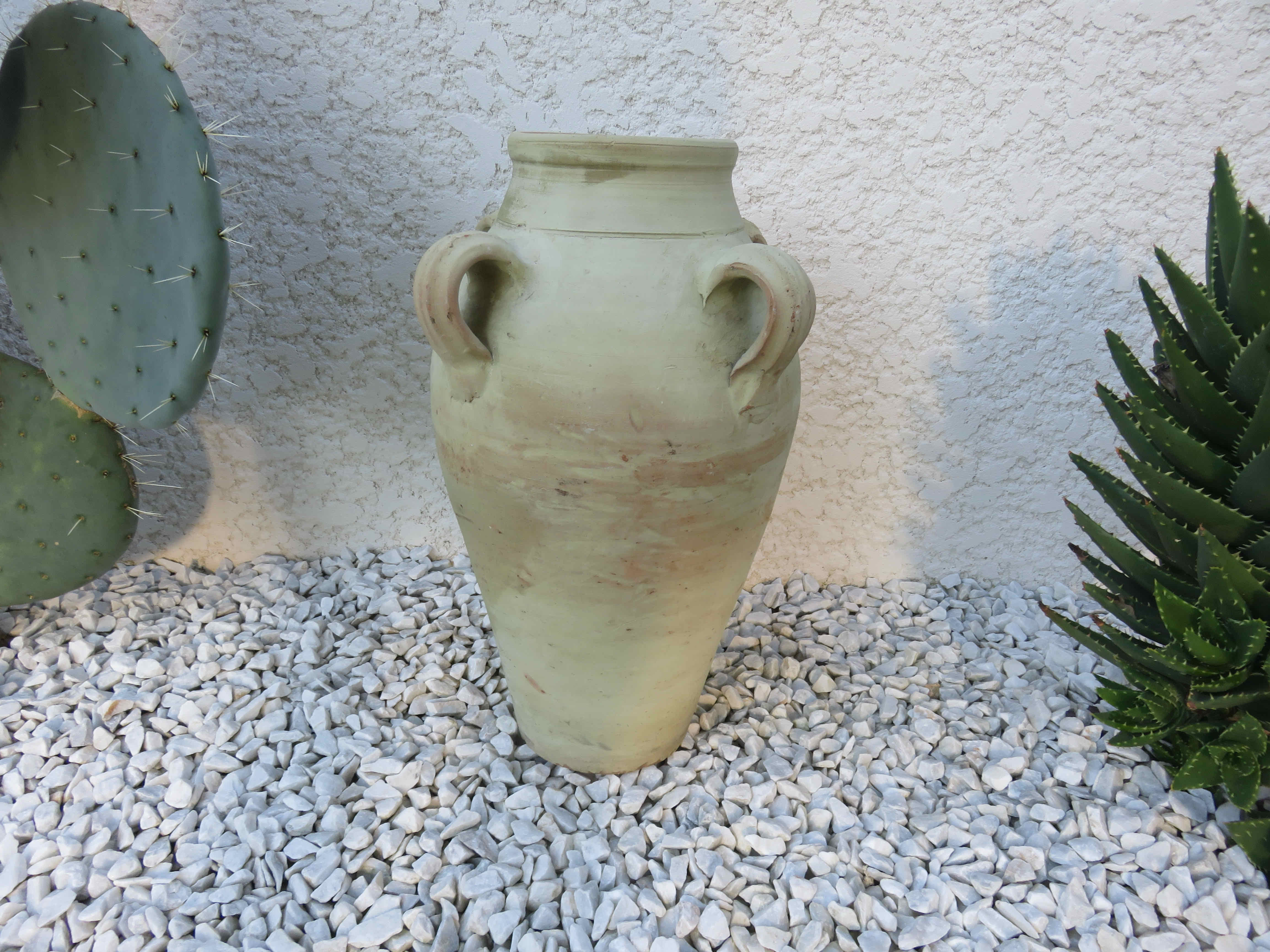 Terracotta potiche with 60s handles