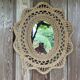 Large braided rattan mirror 1960