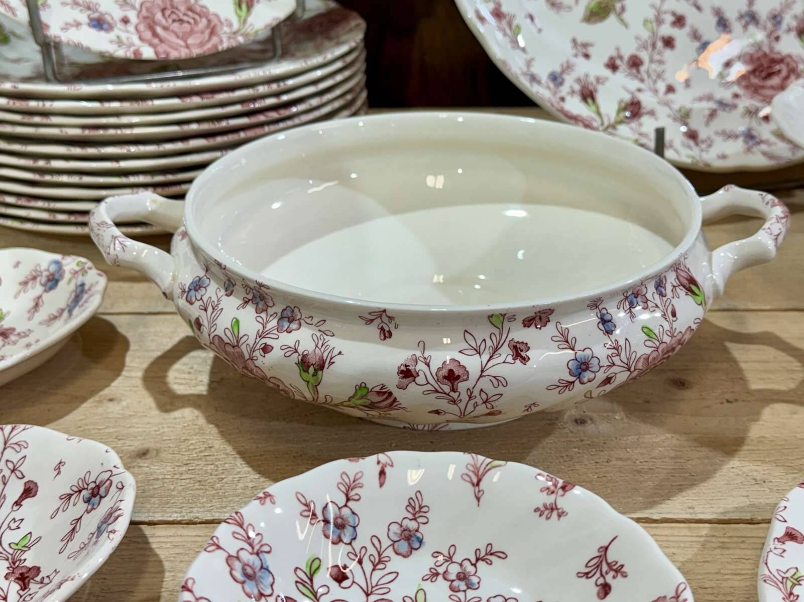 English porcelain service by Johnson Bros model Rose Chintz.