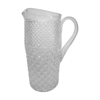 Vintage chiseled glass pitcher