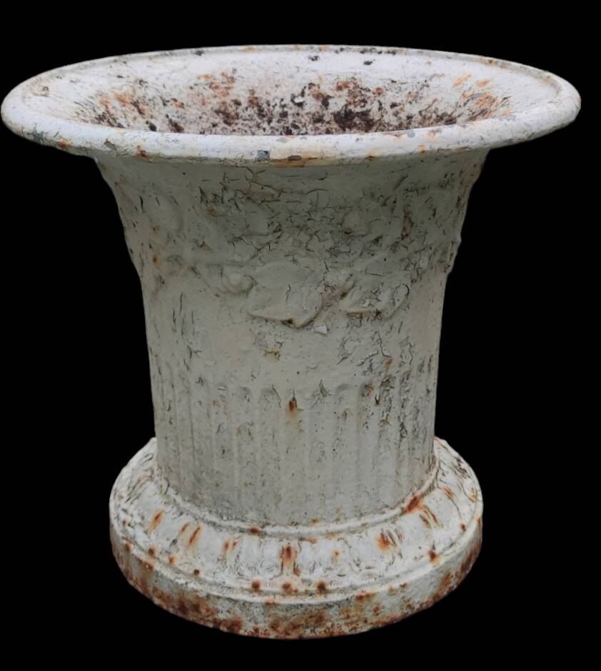 Series of 4 old cast iron vases