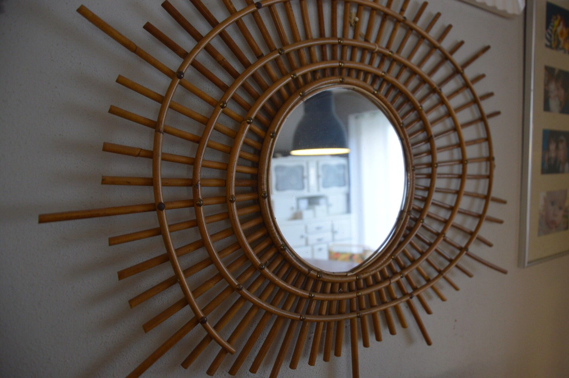 Mirror rattan ortf model years 50-60 - 63x80cm