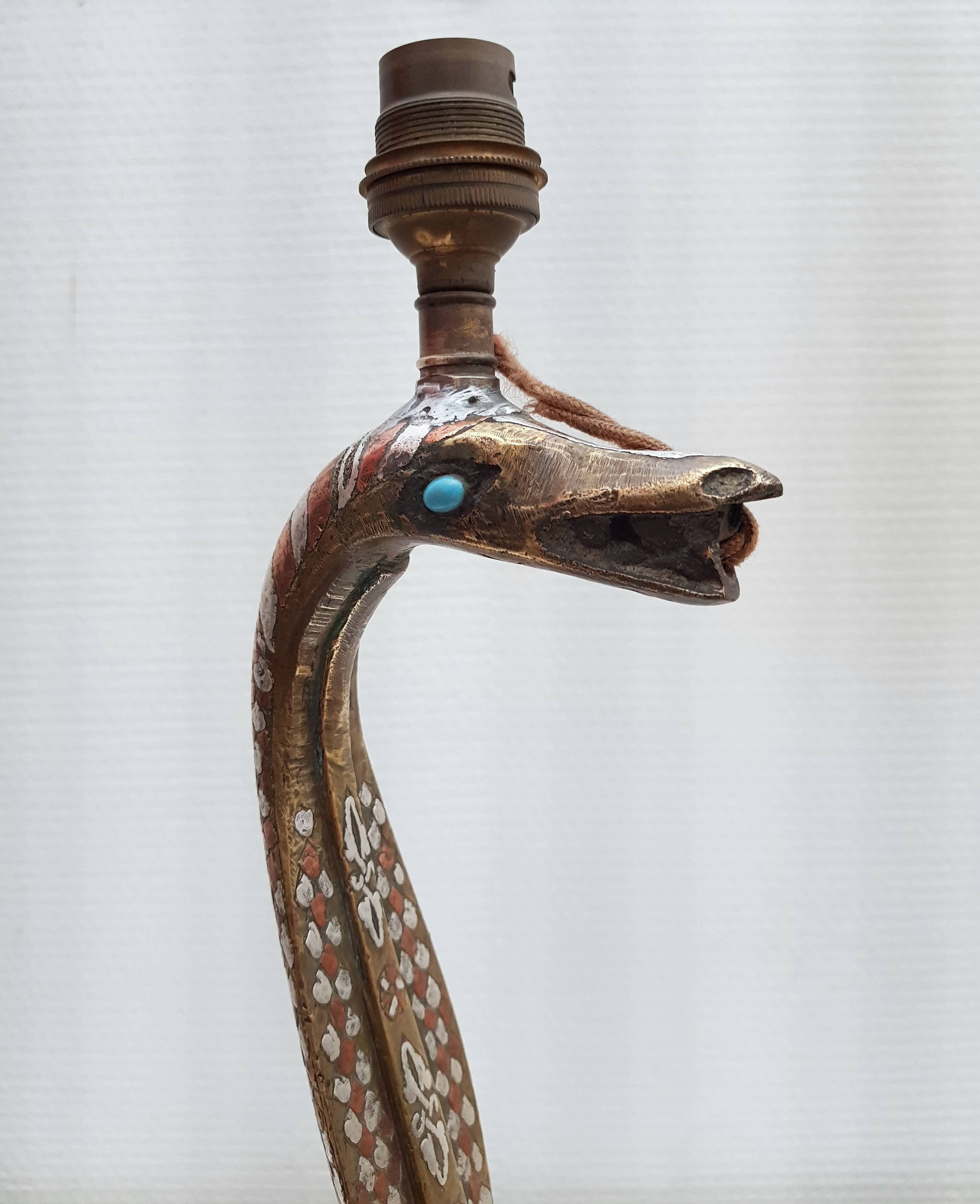 Bronze and silver snake lamp