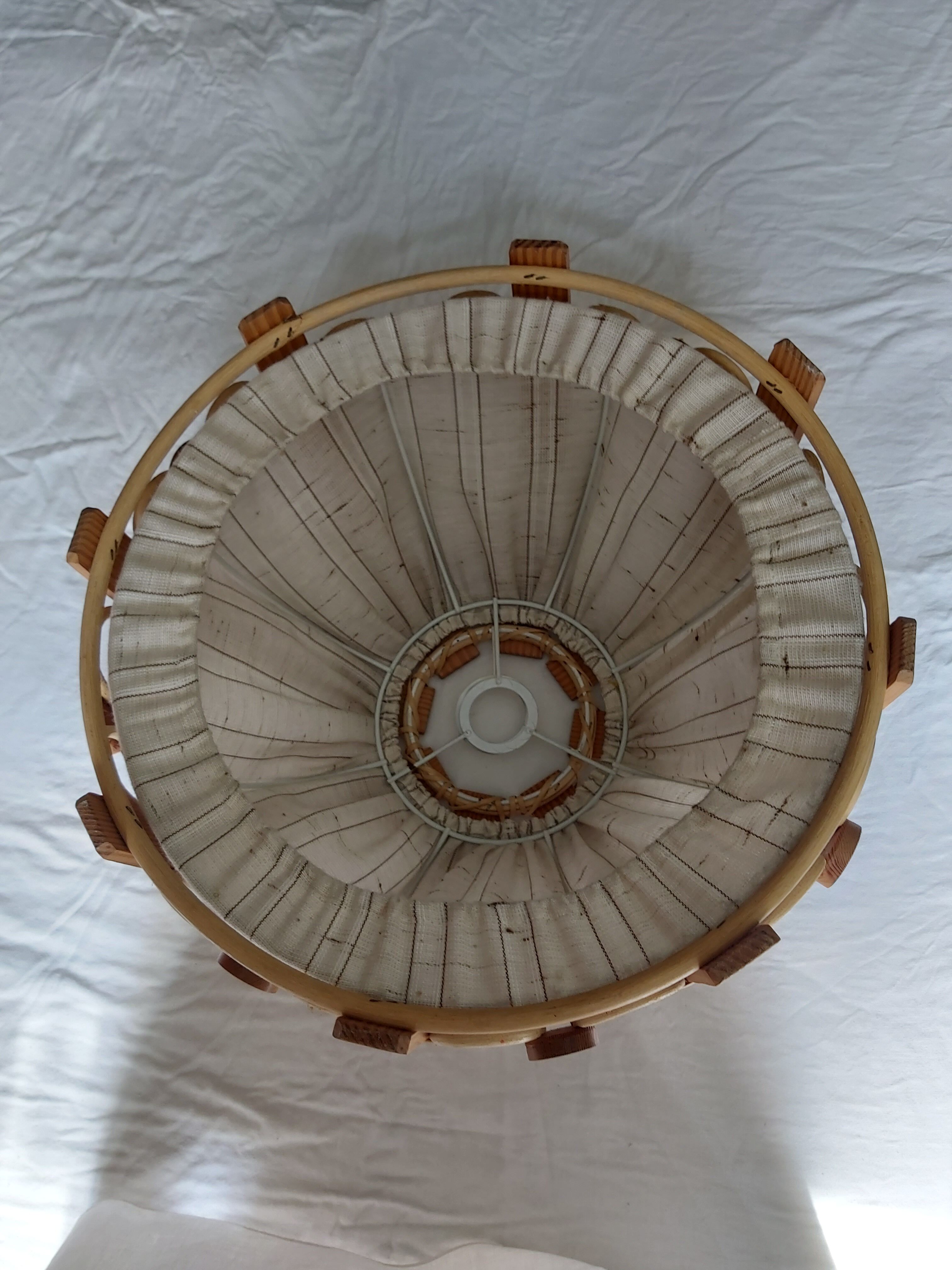 Vintage wood and rattan hanging lamp