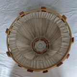 Vintage wood and rattan hanging lamp