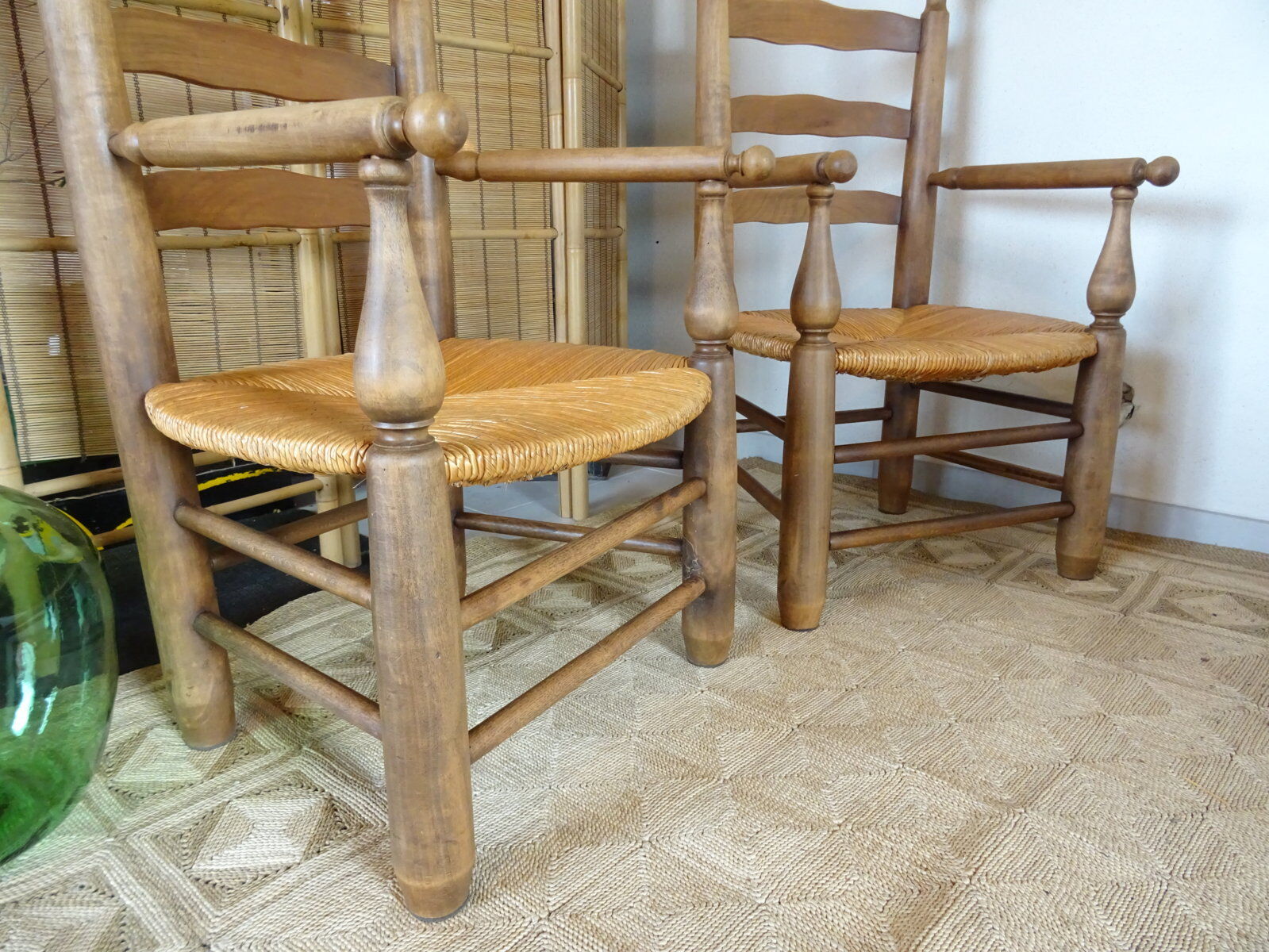 Pair of mulched brutalist armchairs