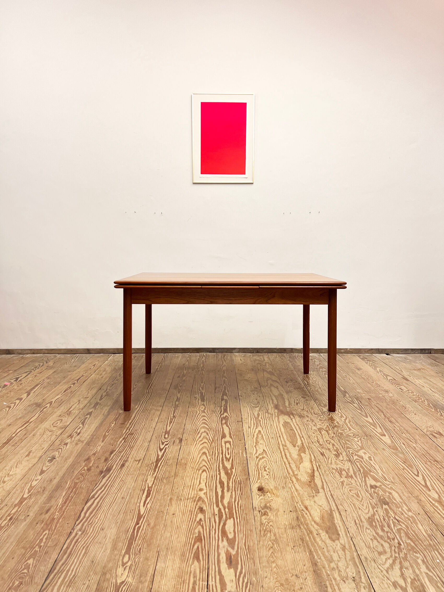 Extendable mid century teak dining table with pull out leaves, denmark, 1950s