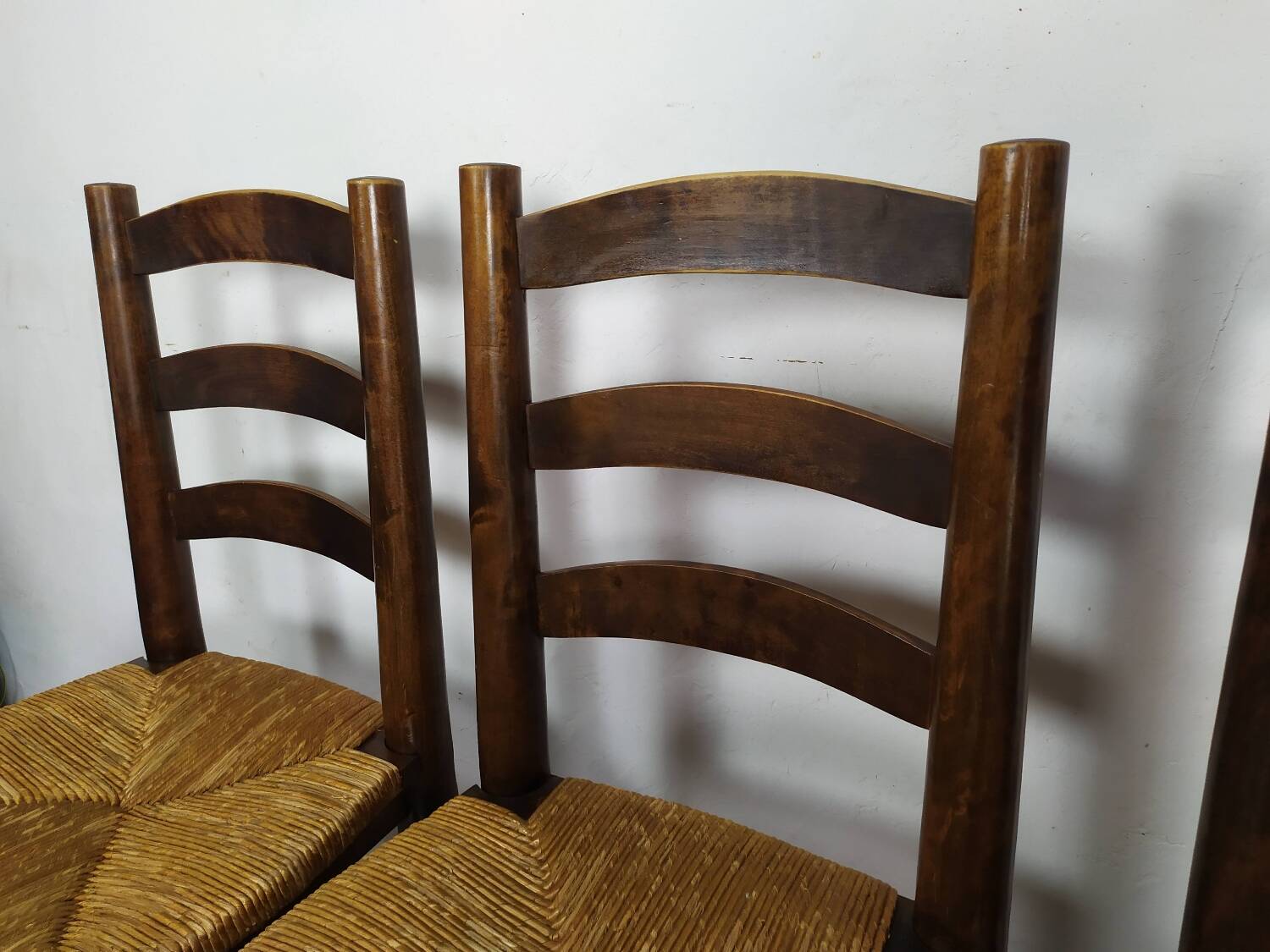 4 chaises brutaliste paille