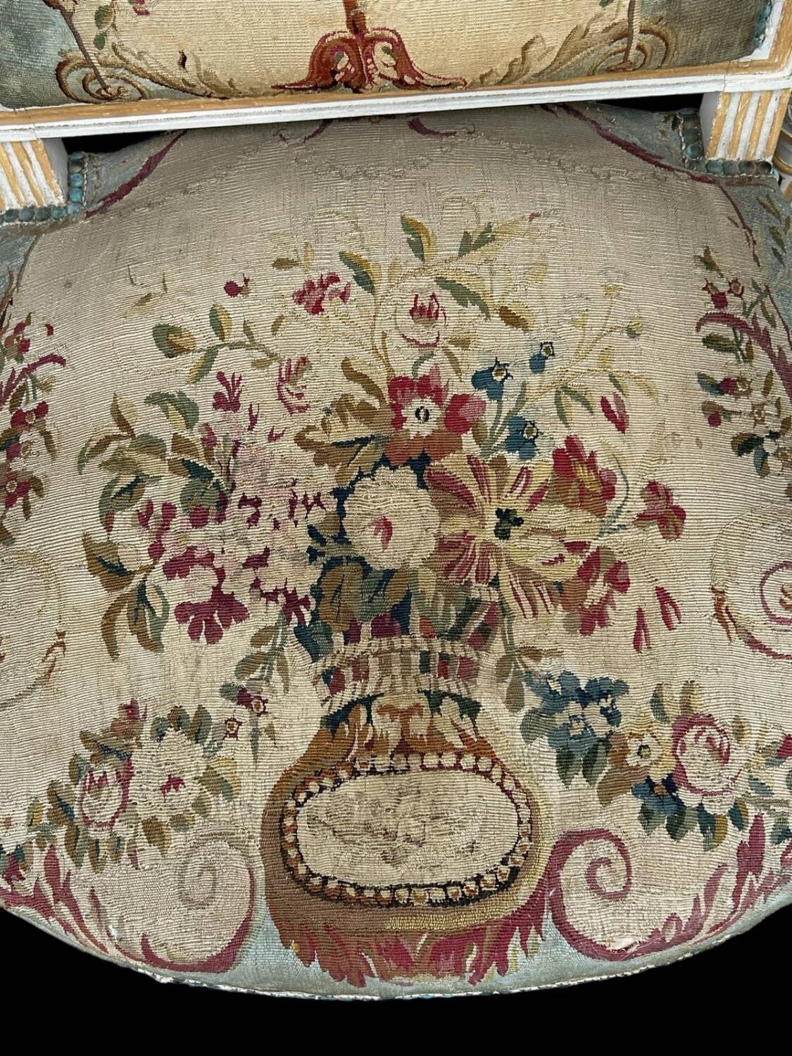 Pair of Louis XVI Cabriolet Armchairs - Lacquered and Upholstered Beech