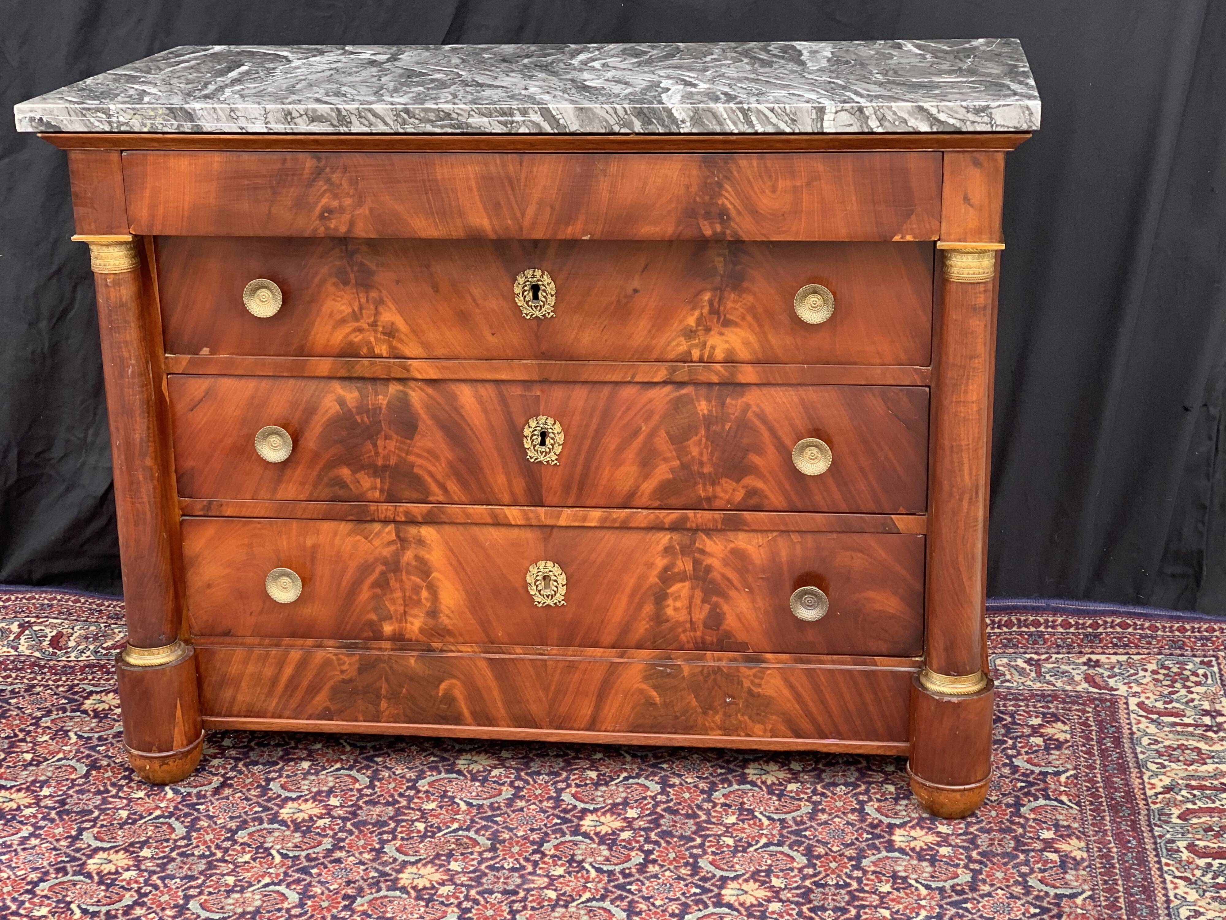 Vintage dresser Empire era in flamed mahogany