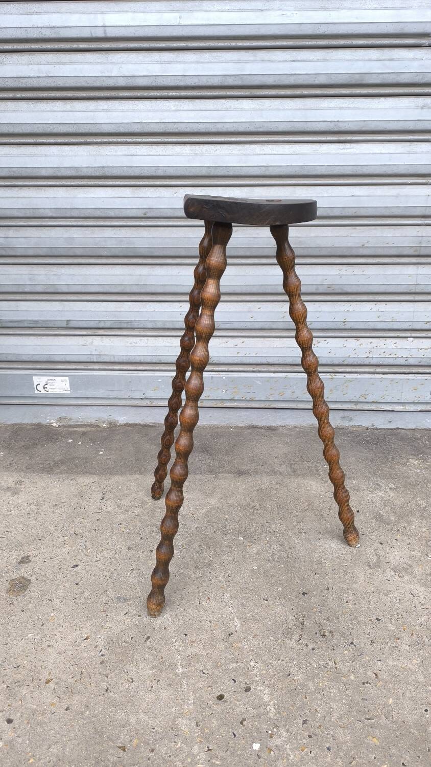 1950s Beaded Wooden Tripod Stool