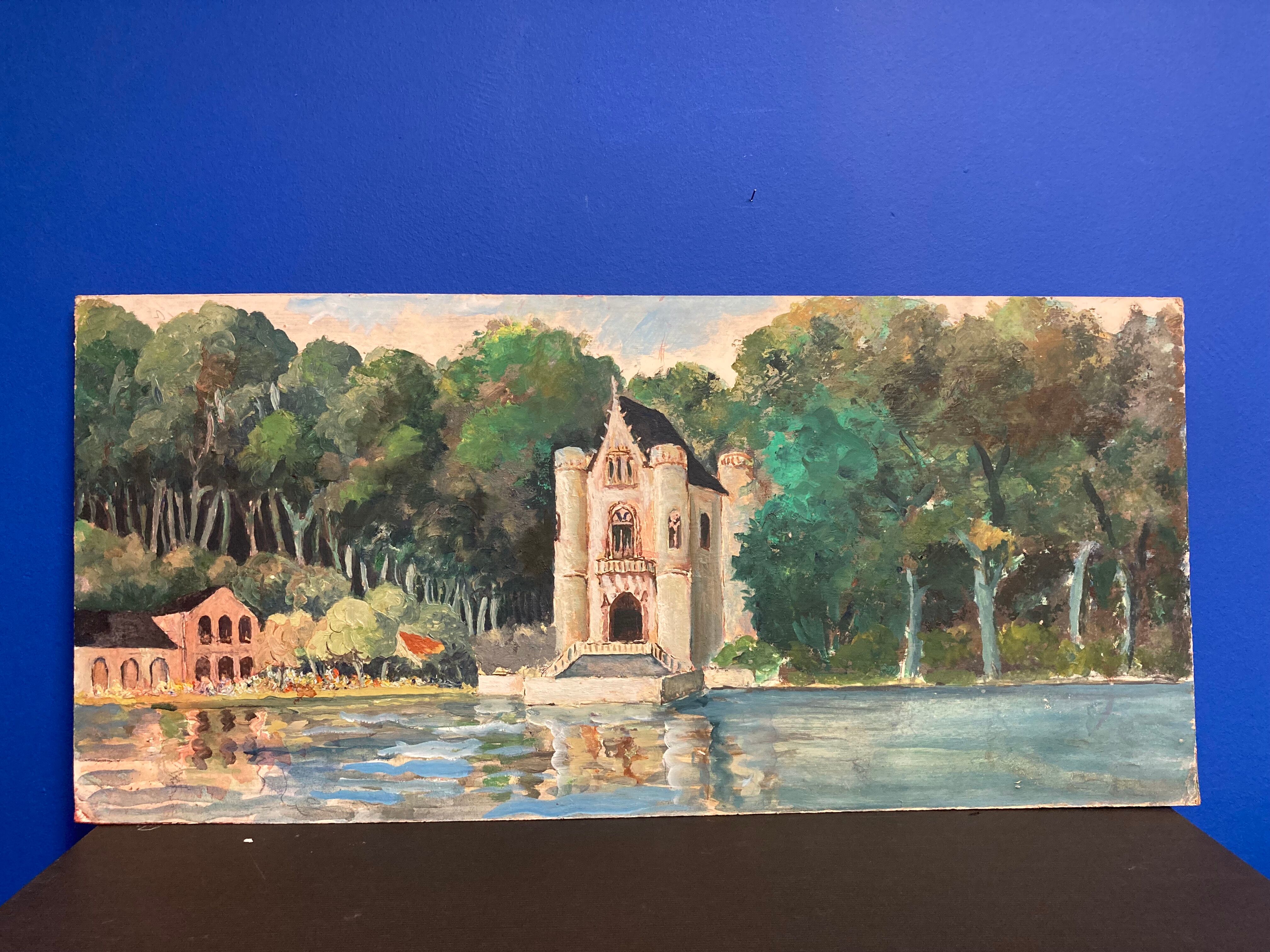 Oil painting on vintage cardboard