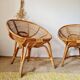 Pair of vintage basket chairs in rattan – Riviera style 1960