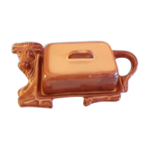 Cow-shaped butter dish in brown/vintage ceramic 60s-70s