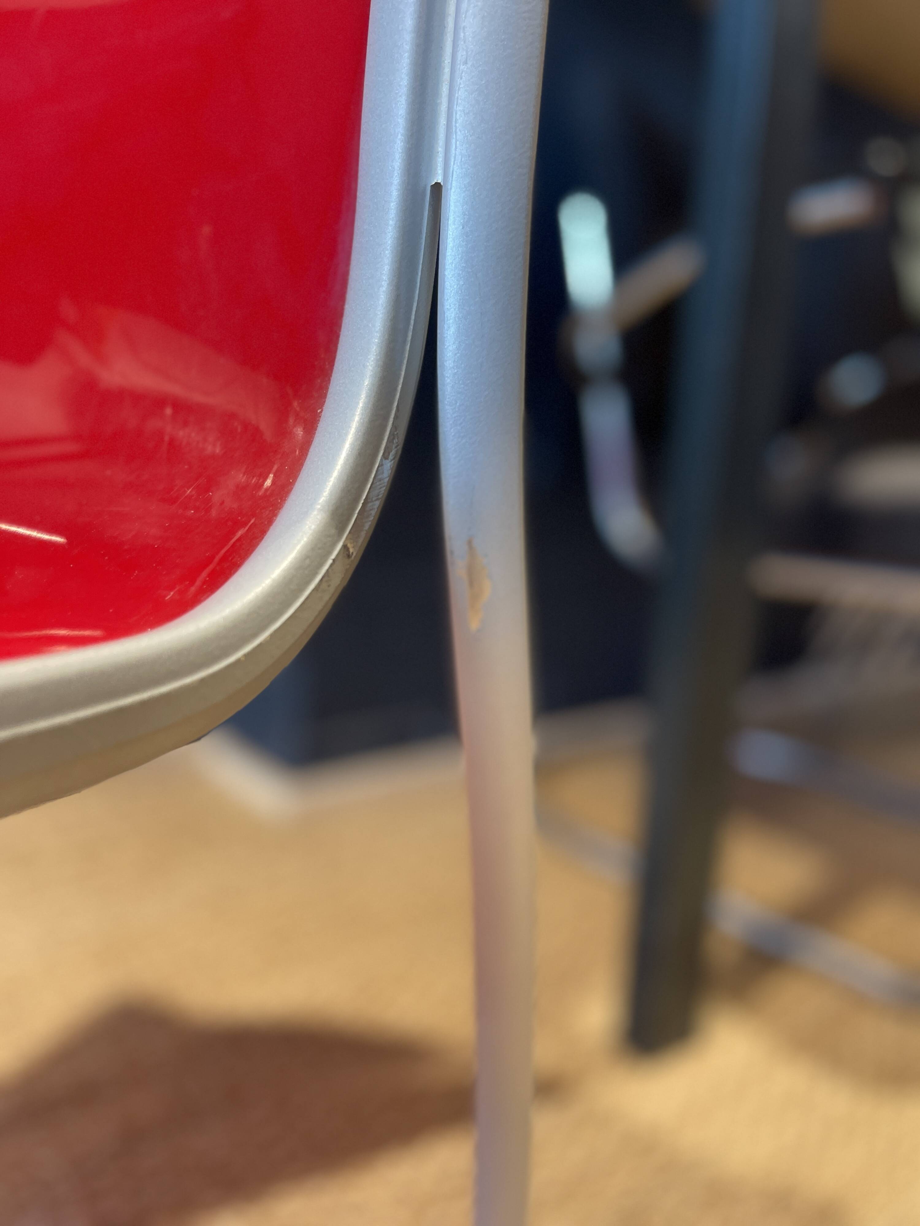 Pair of FPE chairs by Ron Arad for Kartell translucent and red Italy
