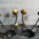 Pair of wrought iron candle holders four arms 50s