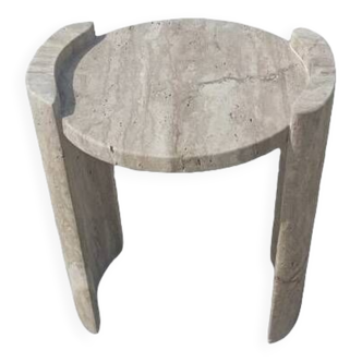 Table d'appoint en travertin beige