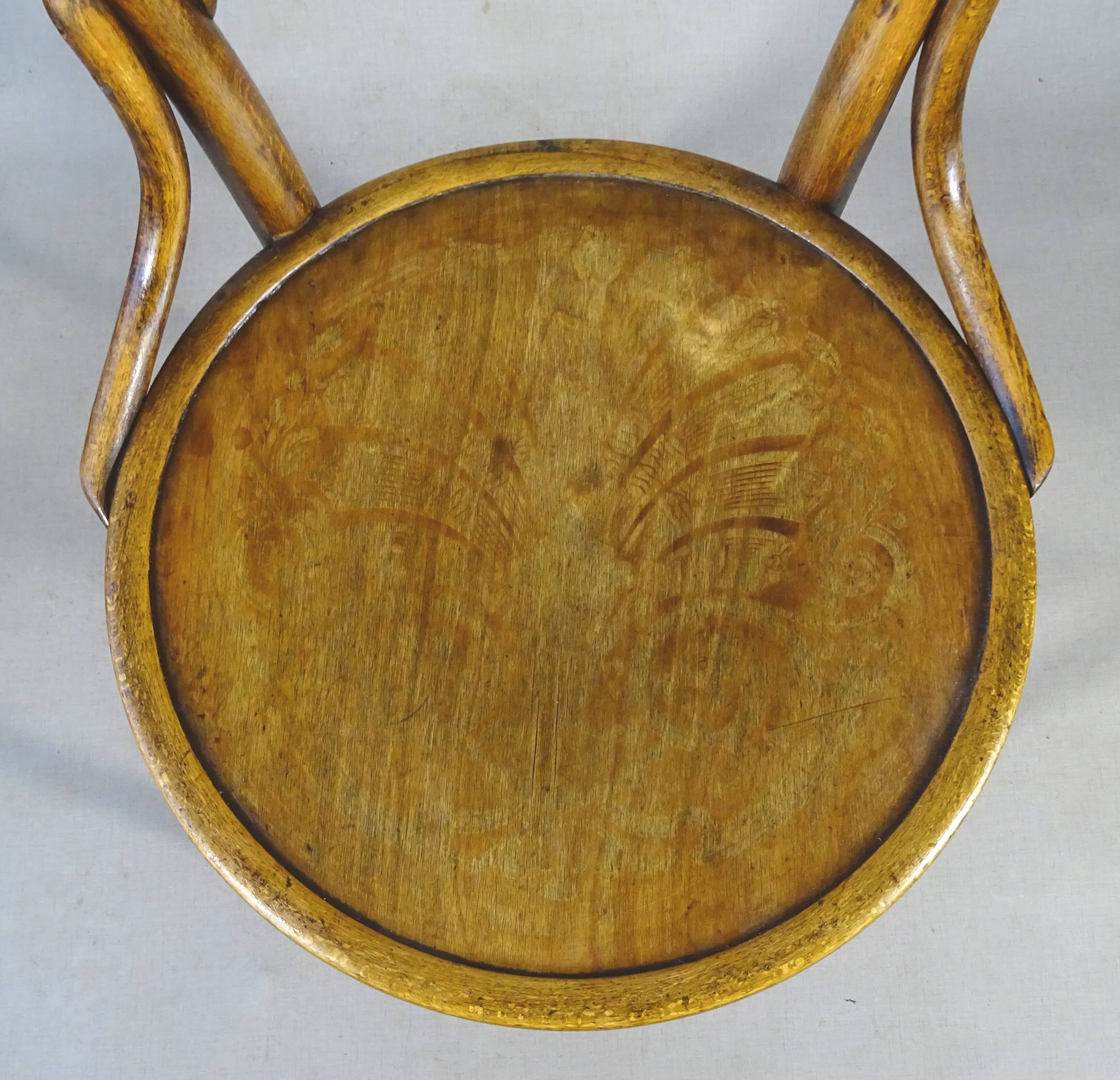 Two chairs No. 14, circa 1890 by Fuchs and Freud Bielitz, original patina