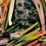 Tableau abstrait règle 1965 cadre papier technique mixte