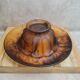 Art Deco Davidson "Cloud Glass" amber centrepiece bowl – vintage English flower holder