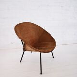 Vintage balloon suede easy chair, 1960s, Hungary