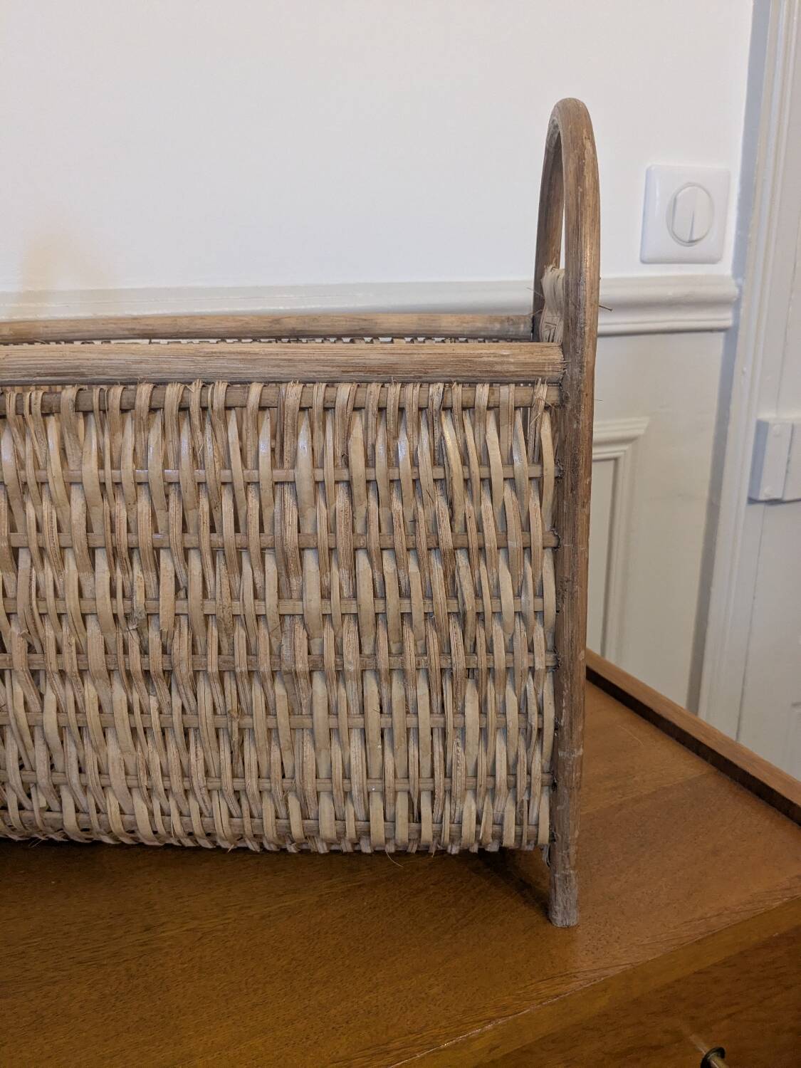 Wicker and rattan magazine rack