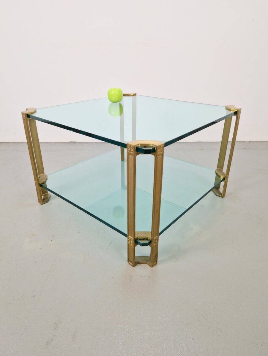 Regency Model T24 Coffee Table in Brass and Glass by Peter Ghyczy, 1970s