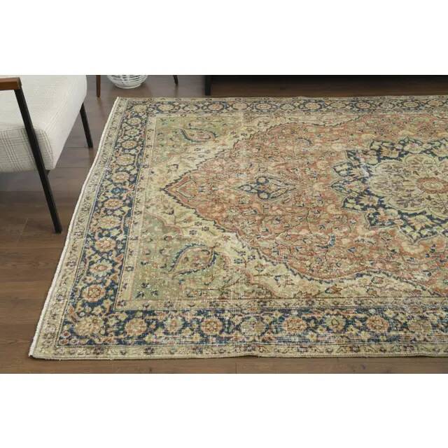 Tapis vintage turc Oushak fait main en laine et coton, années 1970